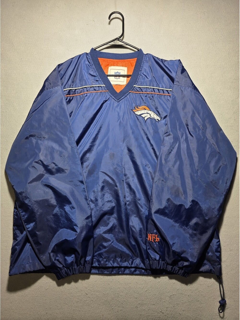 Vintage Denver Broncos NFL Pullover Windbreaker Jacket Blue Orange Mens SizeXL